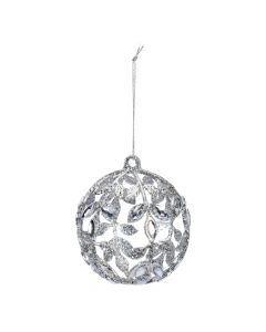 Esfera navideña escarchada plateada
