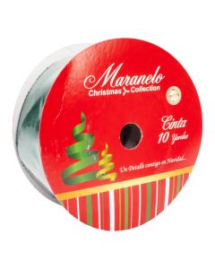 Cinta navideña verde relieve