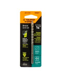 Broca para vidrio y azulejo truper 1/4 bvi