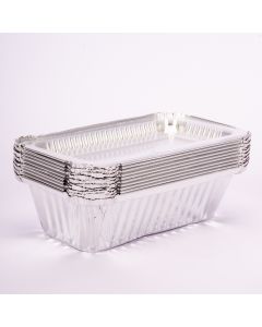 Bandeja de aluminio rectangular con tapa 20x11x5.5cm plateado