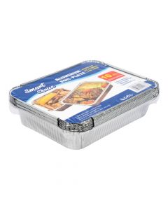 Bandeja aluminio con tapa plateado