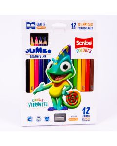 Lápiz color 12 largo jumbo triangular
