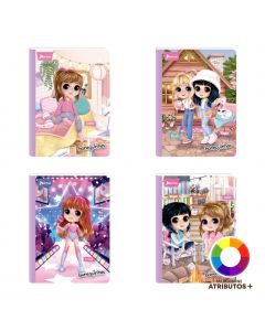 Cuaderno cosido diseño bonequinhas