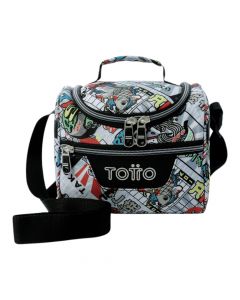 Lonchera Totto gris espaciosa