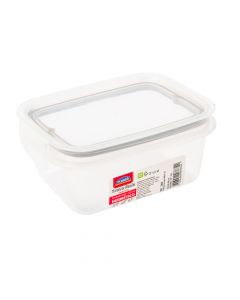 Recipiente plástico trava rectangular 550ml transparente