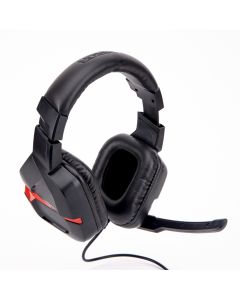 Headset plástico gamer ajustable 40mm 2m negro+rojo