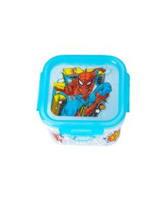 Recipiente plástico estampado Spiderman cierre hermético 290ml celeste
