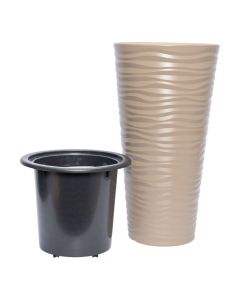 Maceta con relieve marrón