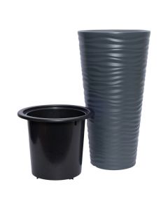 Maceta plástica relieve 9L gris