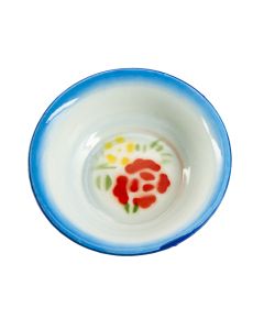Plato hondo metálico con flor 9.5pulg blanco