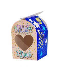 Caja cartón ventana corazón feliz día