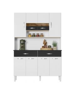 Mueble multiuso para cocina 8 puertas blanco y negro