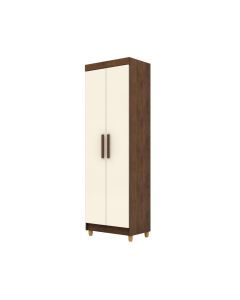 Mueble multiuso para cocina 2 puertas 5 estantes blanco y marrón