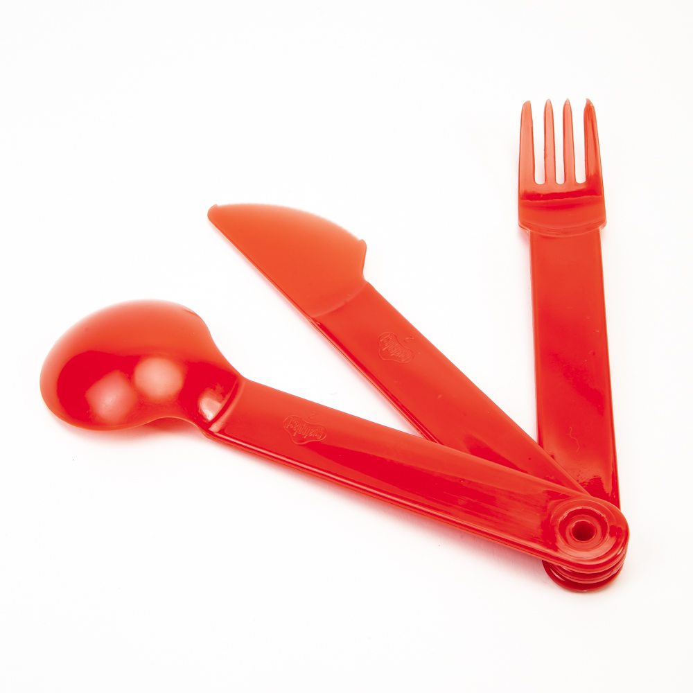 Juego De Cubertería Galileo Brio Sibila 24 Piezas - Acero Inoxidable, Mangos Rojos De ABS, Apto Para Lavavajillas