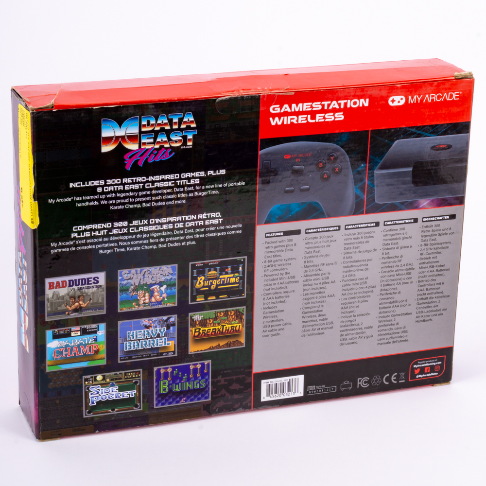 My Arcade GameStation Wireless HD es una consola retro con 308 juegos integrados, salida HDMI y dos mandos inalámbricos. Incluye 15 títulos con licencia oficial de Data East y Jaleco y más My Arcade GameStation Wireless HD es una consola retro con 308 juegos integrados, salida HDMI y dos mandos inalámbricos. Incluye 15 títulos con licencia oficial de Data East y Jaleco y más