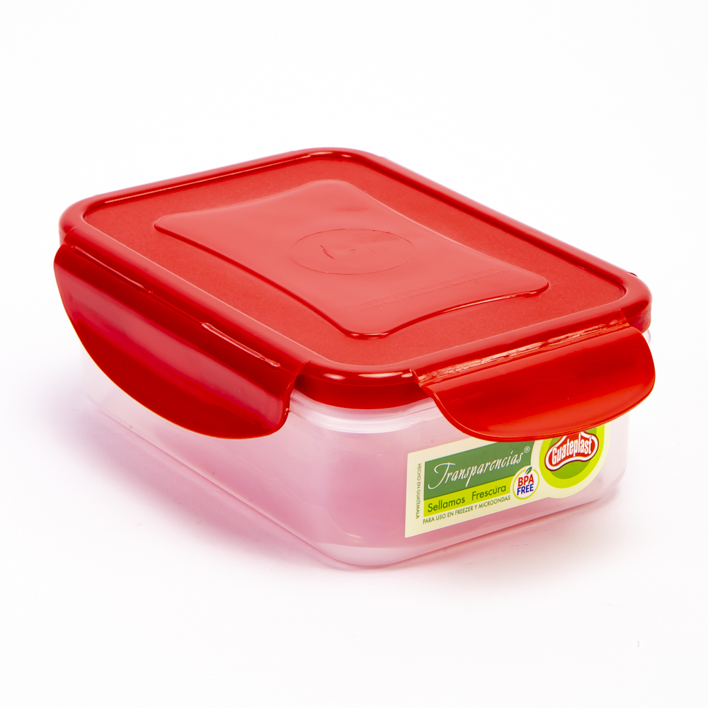 Recipiente click clak rect tr 17oz 475ml rojo guateplast