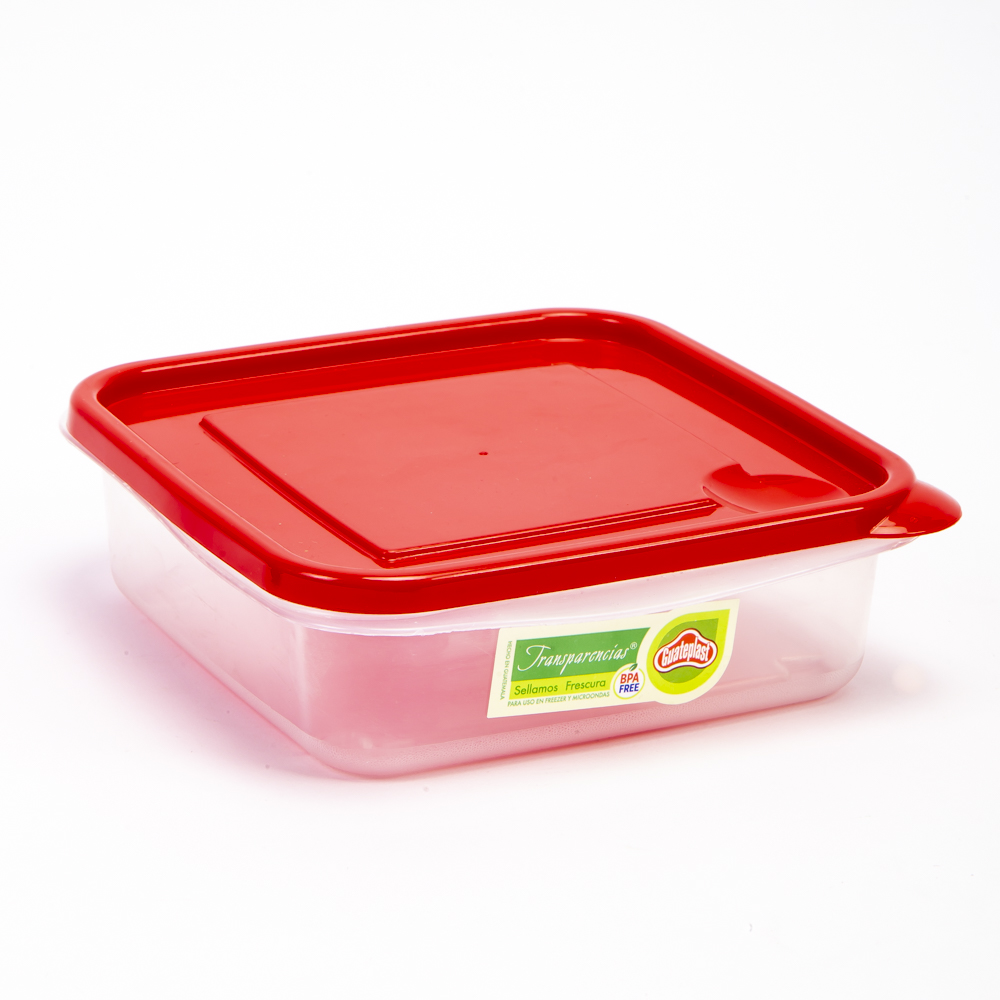 Recipiente cuadrado 28oz/830ml rojo guateplast