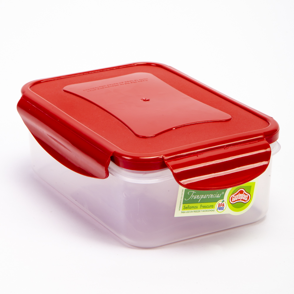 Recipiente click clak rect 30oz rojo guateplast