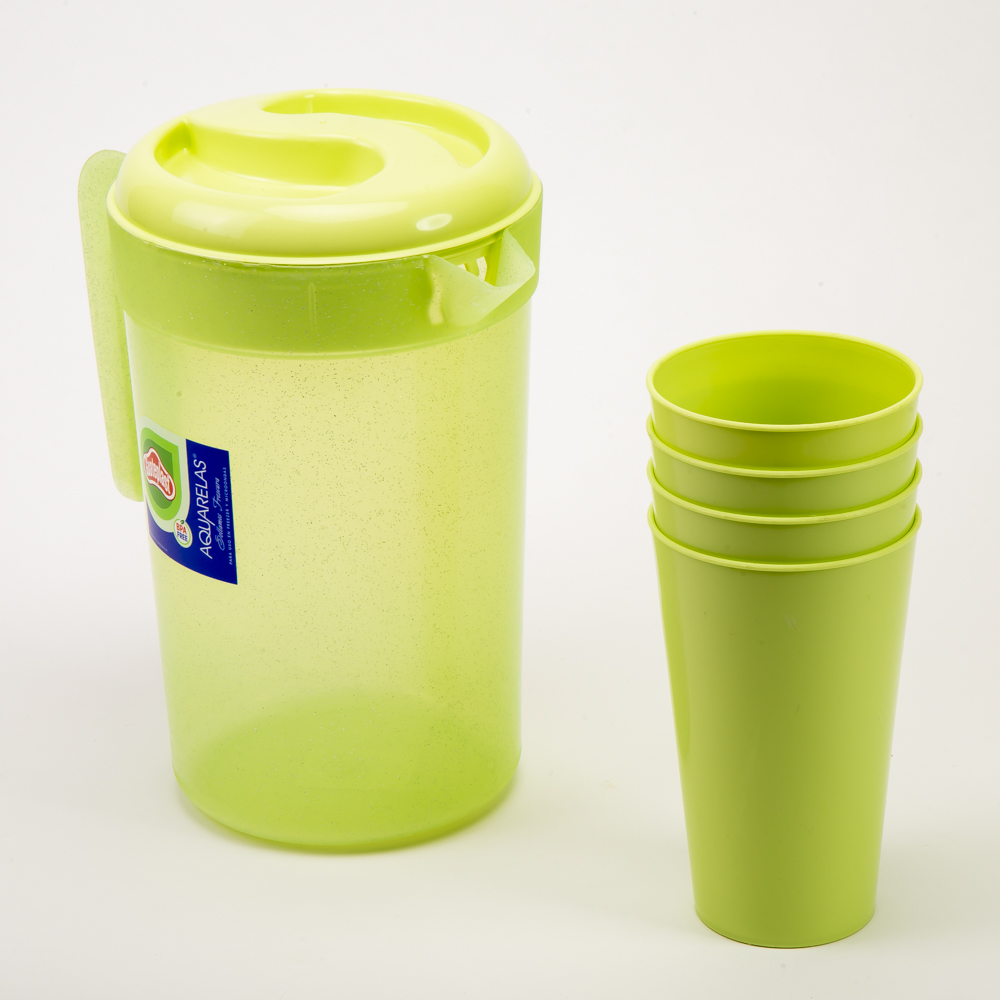 Set pichel 3l con vasos plástico oliva