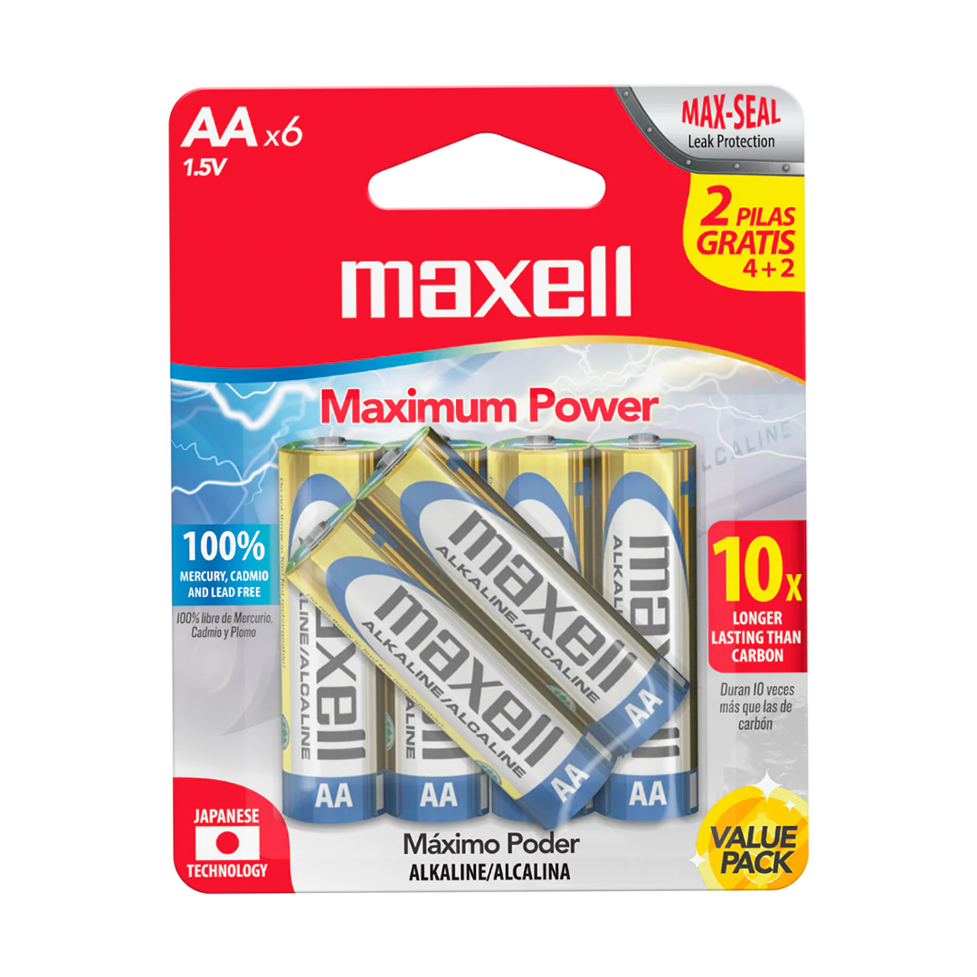 Maxell batería alkalina AA 4+2pk 723413