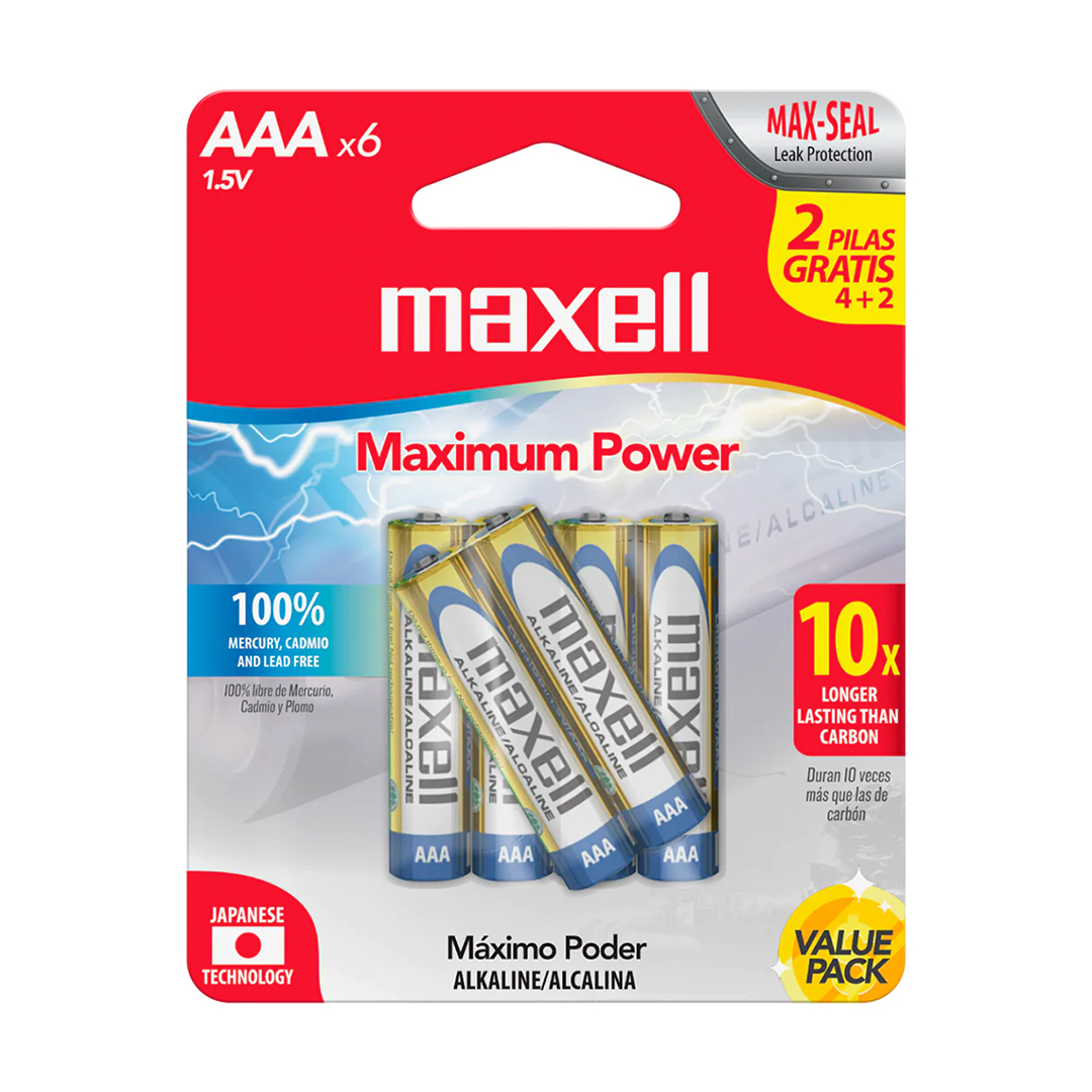Maxell batería alkalina AAA 4+2pk 723813
