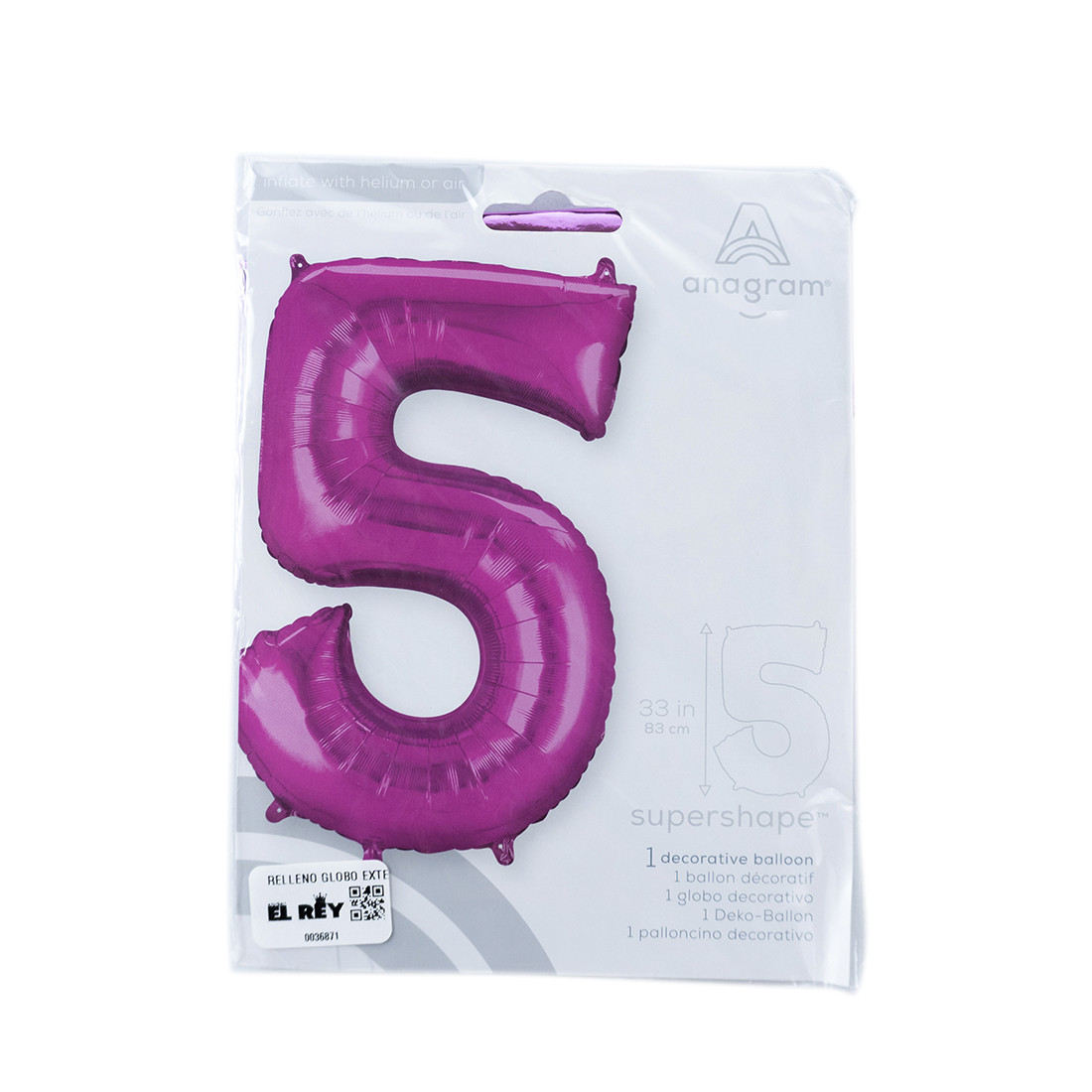 GLOBO METAL #5 FUCSIA 36PULG