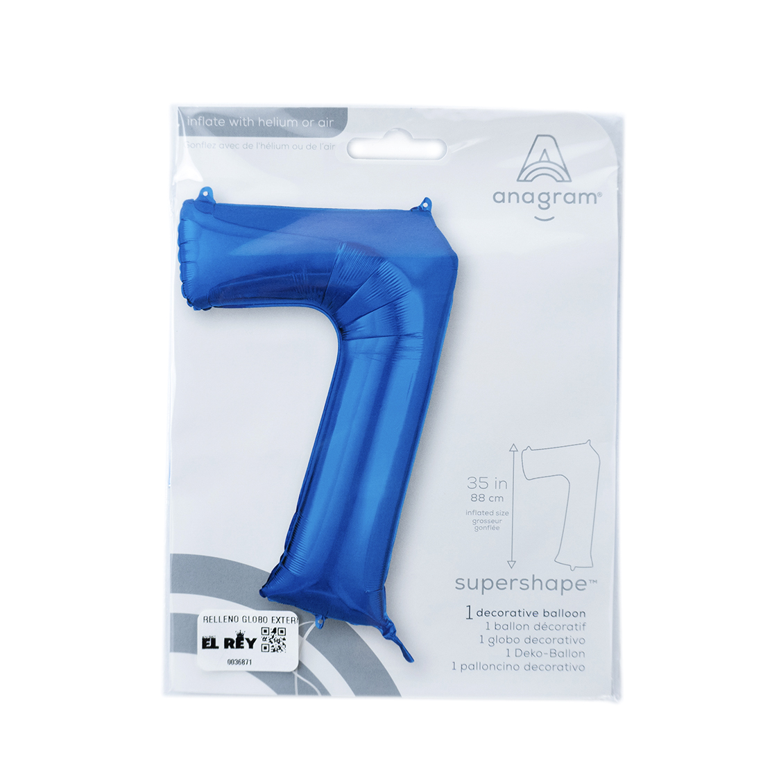 GLOBO METAL #7 AZUL 36PULG