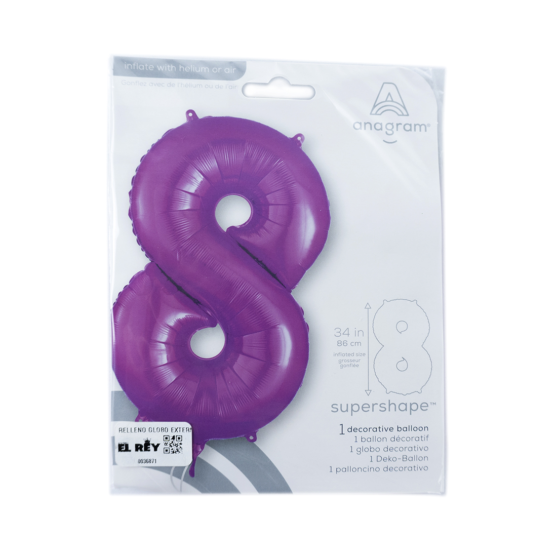 GLOBO METAL #8 FUCSIA 36PULG