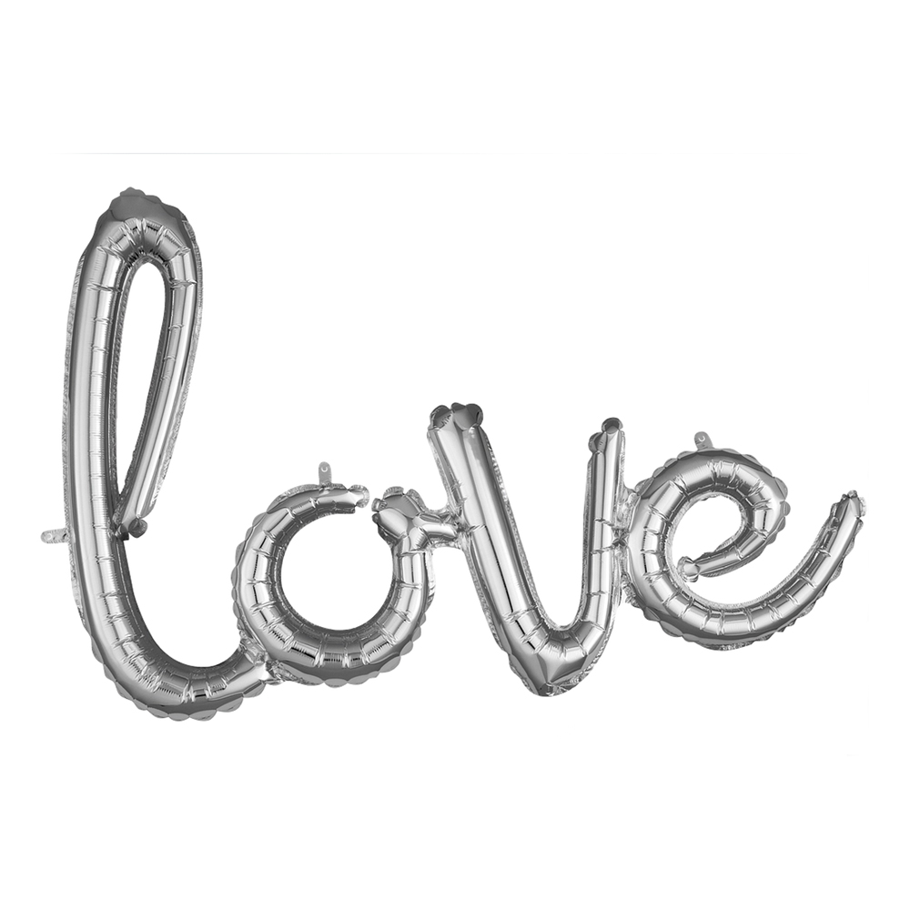 Globo frase love 14x14x20cm metal plata