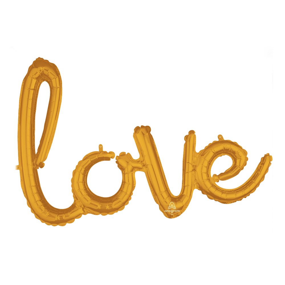 Globo frase love 14x14x20cm metal dorado