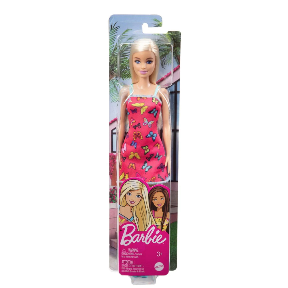 Muñeca Barbie básica con vestido estampado +3a surtido