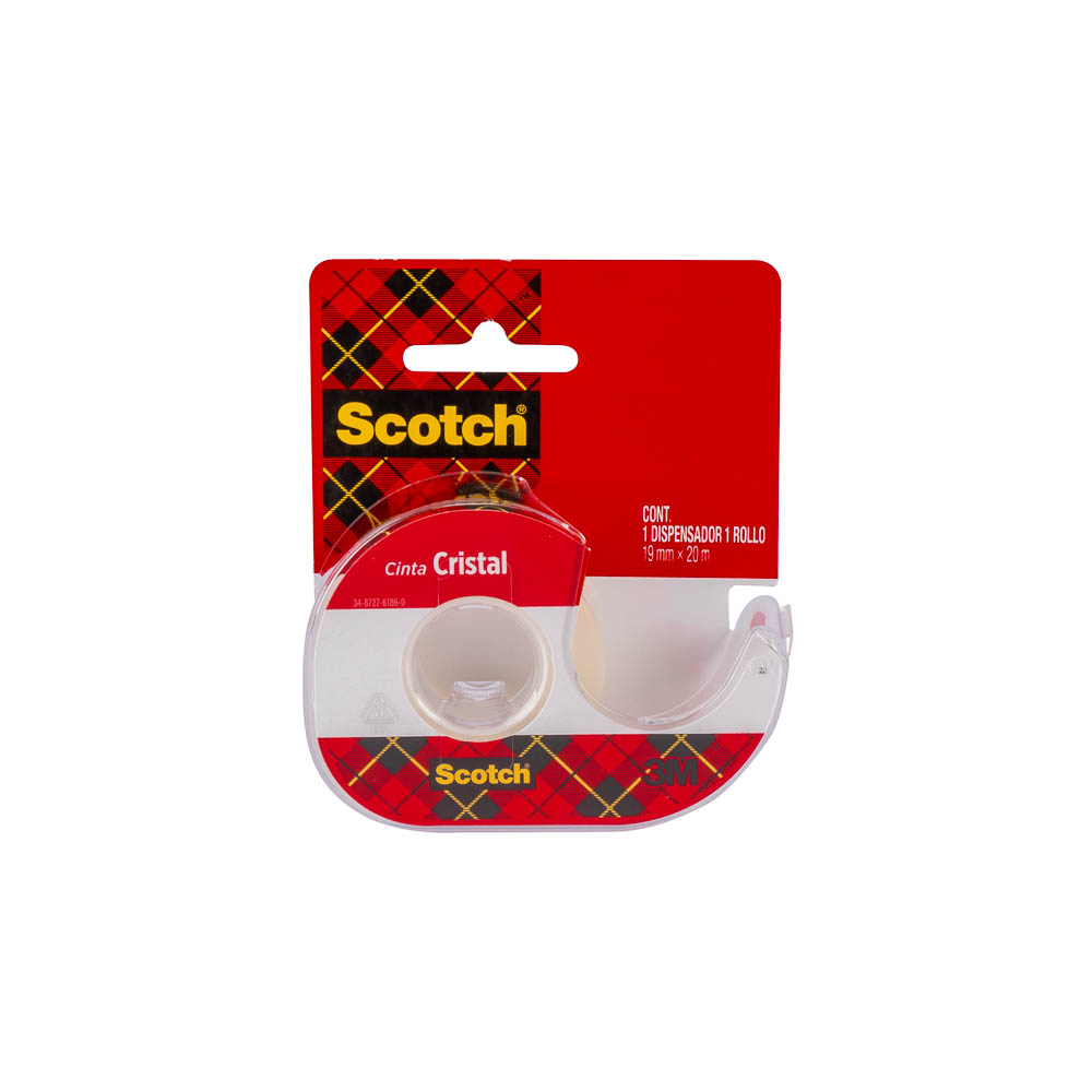 Dispensador cinta adhesiva Scotch cristal 19x20m