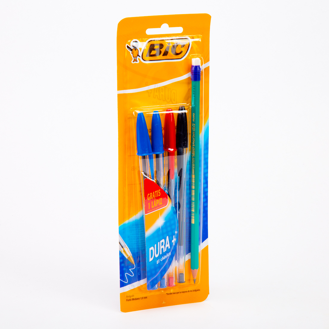 Lapicero BIC cristal dura 4und + lápiz