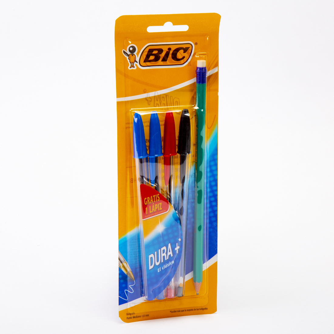 Lapicero BIC cristal dura 4und + lápiz