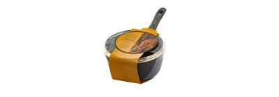 Olla metal lisa y estampado puntos con tapa y mango madera 3.0qt 