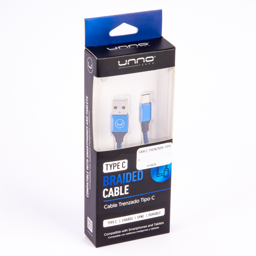 Cable trenzado tipo c 1 m USB 2,0 azul