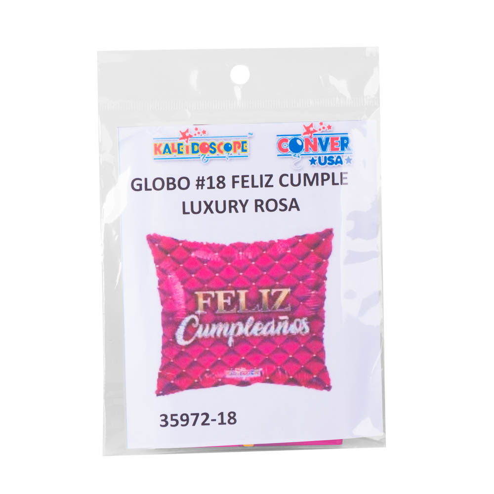 Globo metálico feliz cumple cuadrado fucsia 18pulg