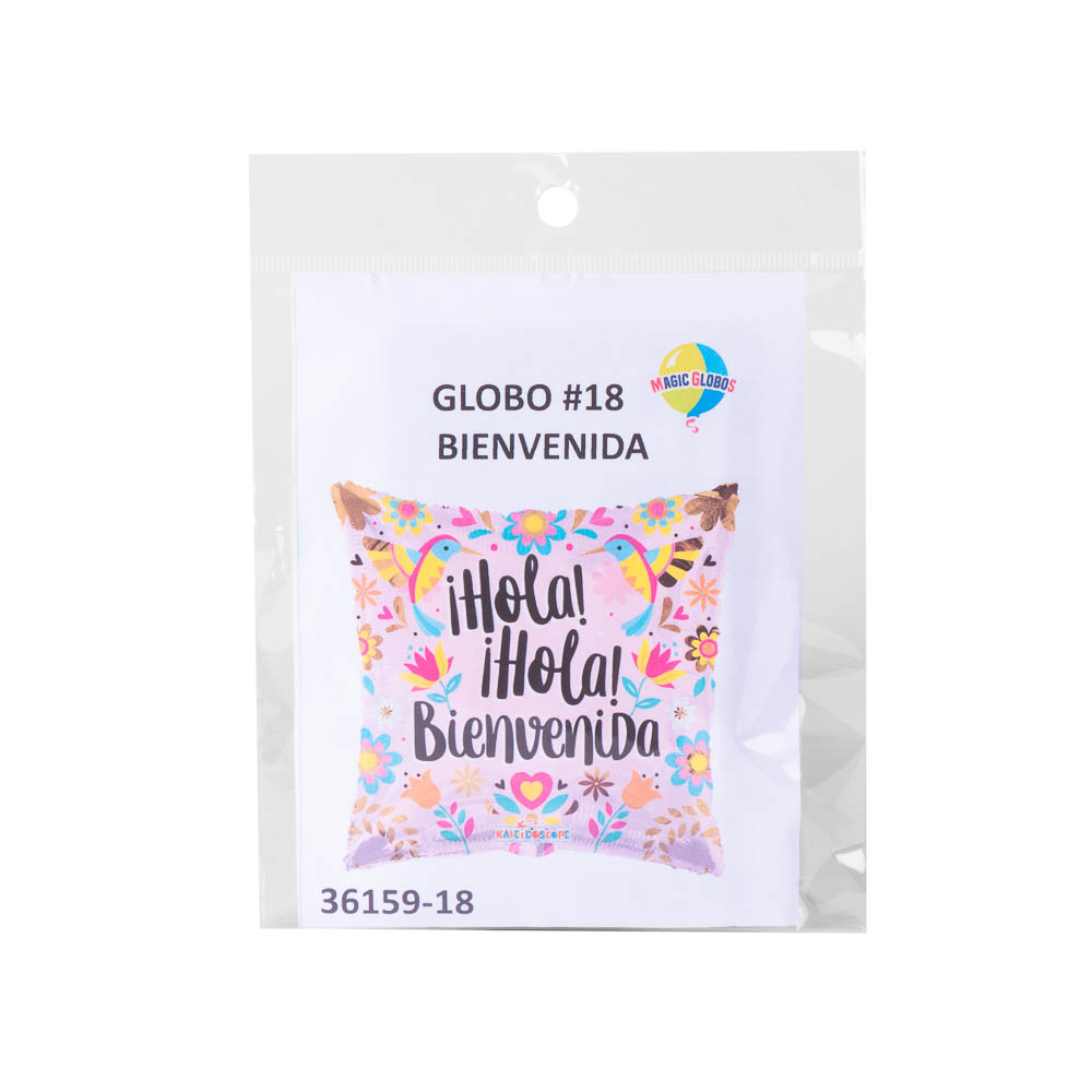 Globo metálico hola bienvenida 18pulg