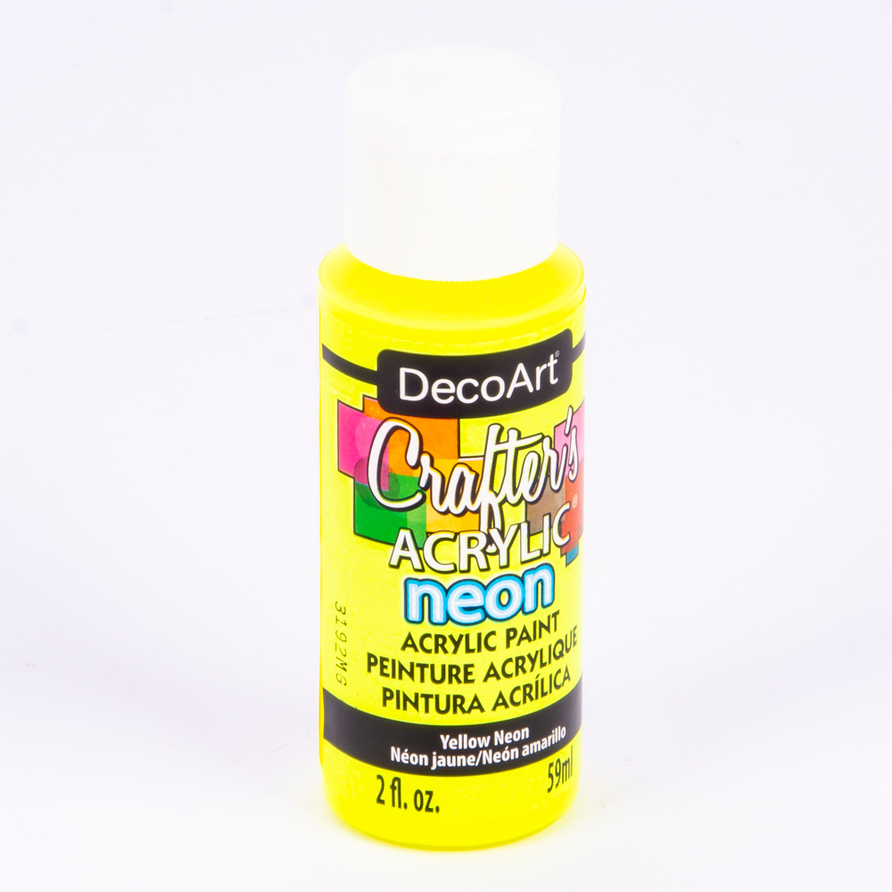 Pintura Crafter Decoart amarillo neón 2oz