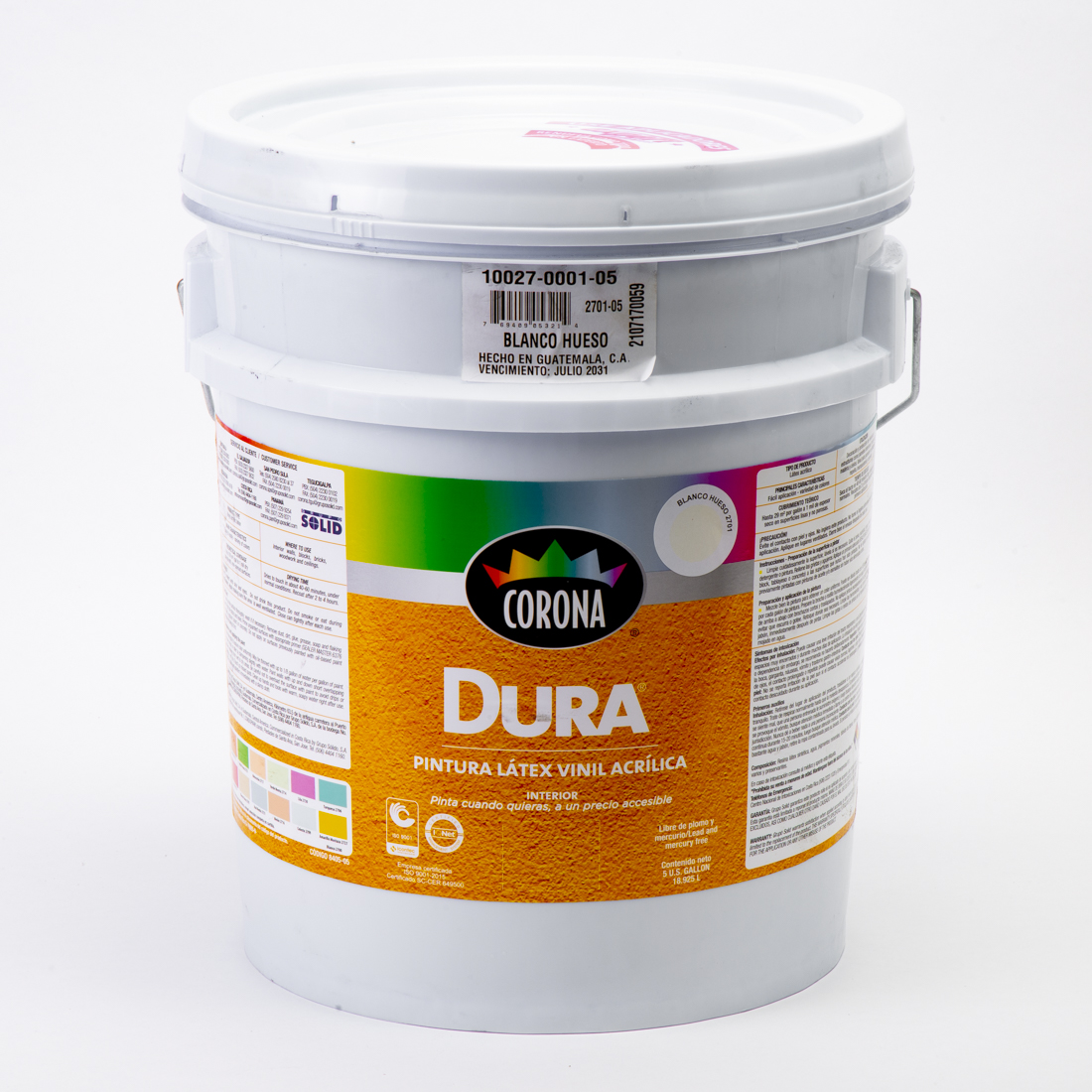 Pintura látex blanco hueso cubeta