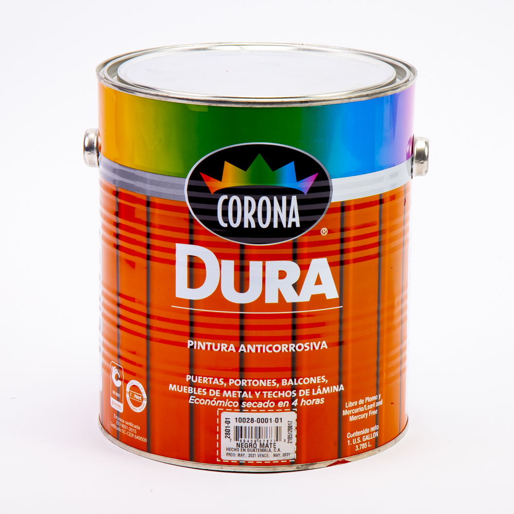 Pintura Dura anticorrosiva negro mate galón