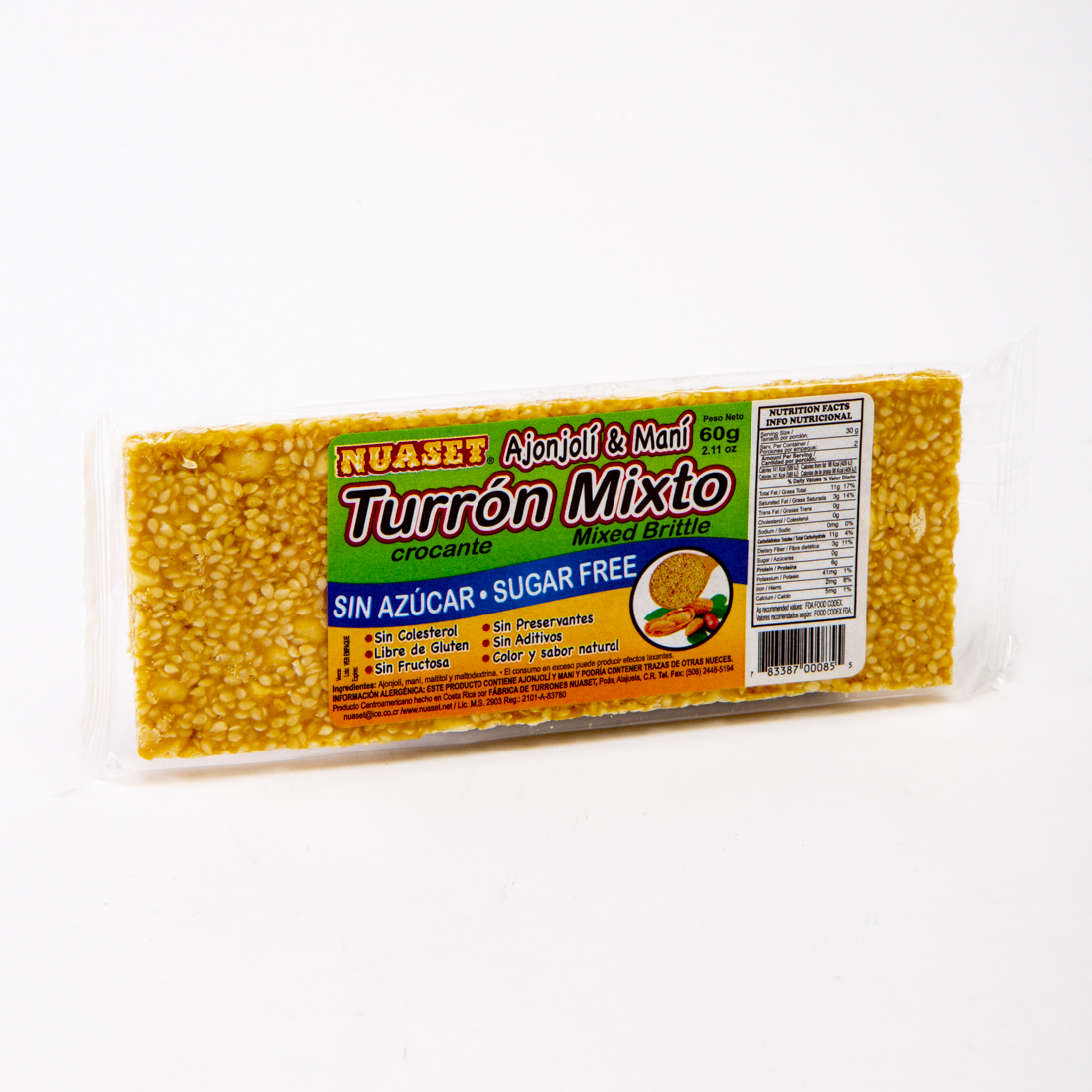 Turrón barra mixto sin azúcar 60g