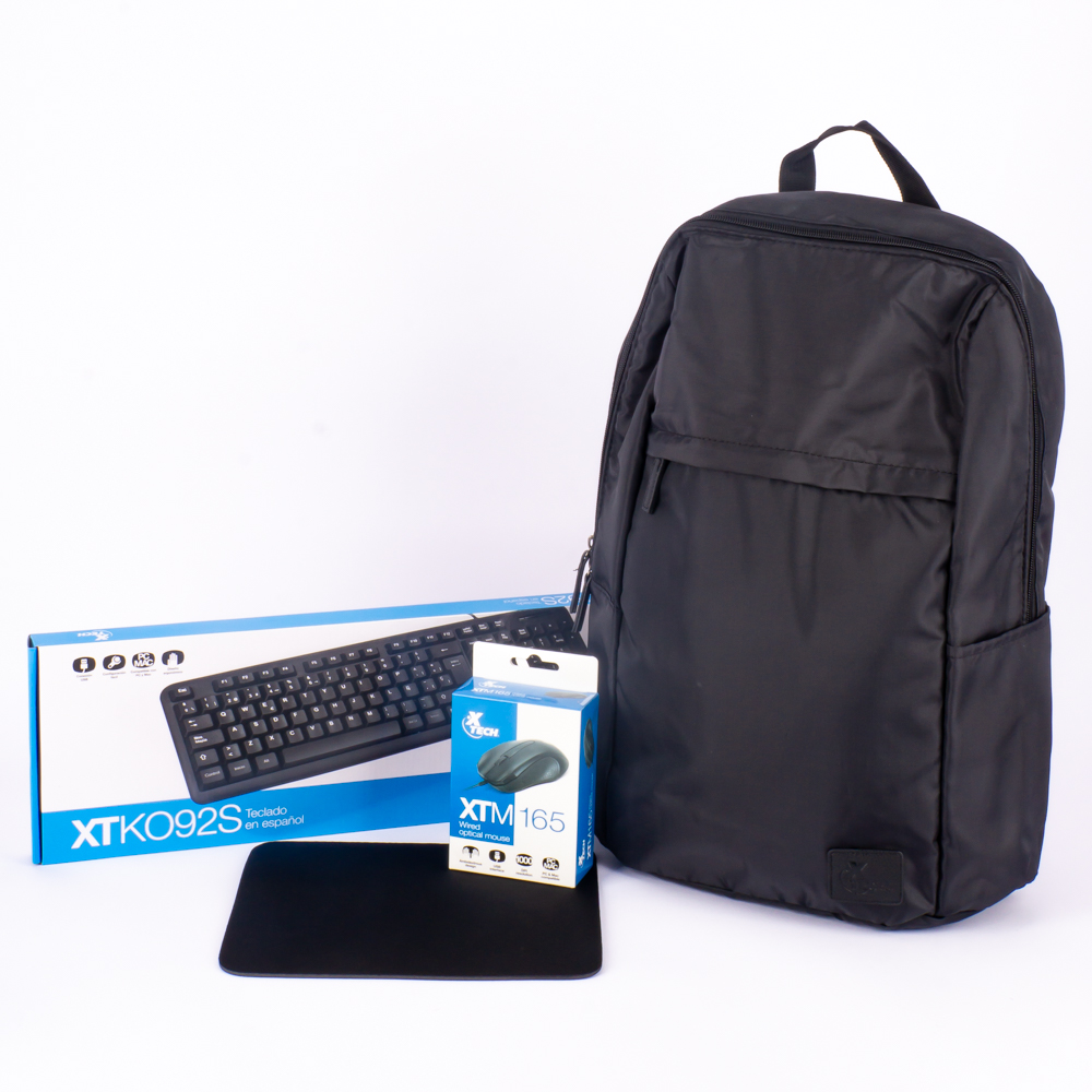 Combo mochila con teclado mouse y mouse pad