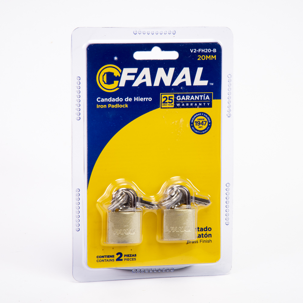 Candado hierro fanal 20mm blister two pack