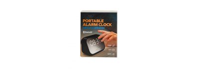 Reloj con alarma portátil y bluetooth recargable negro