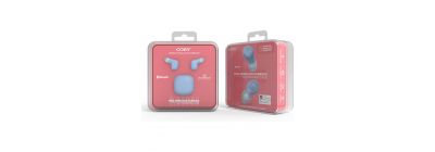 Audífono inalámbrico bluetooth con case para carga celeste