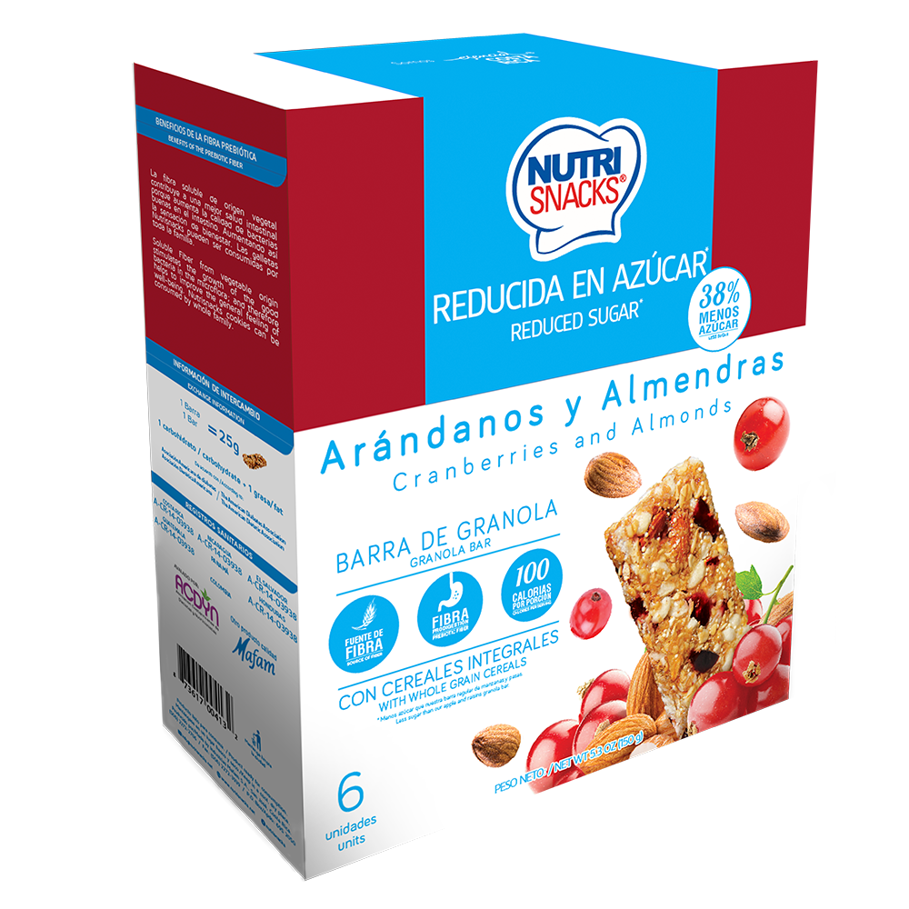 Barra Cereal Nutrisnacks Almendra Arándanos 