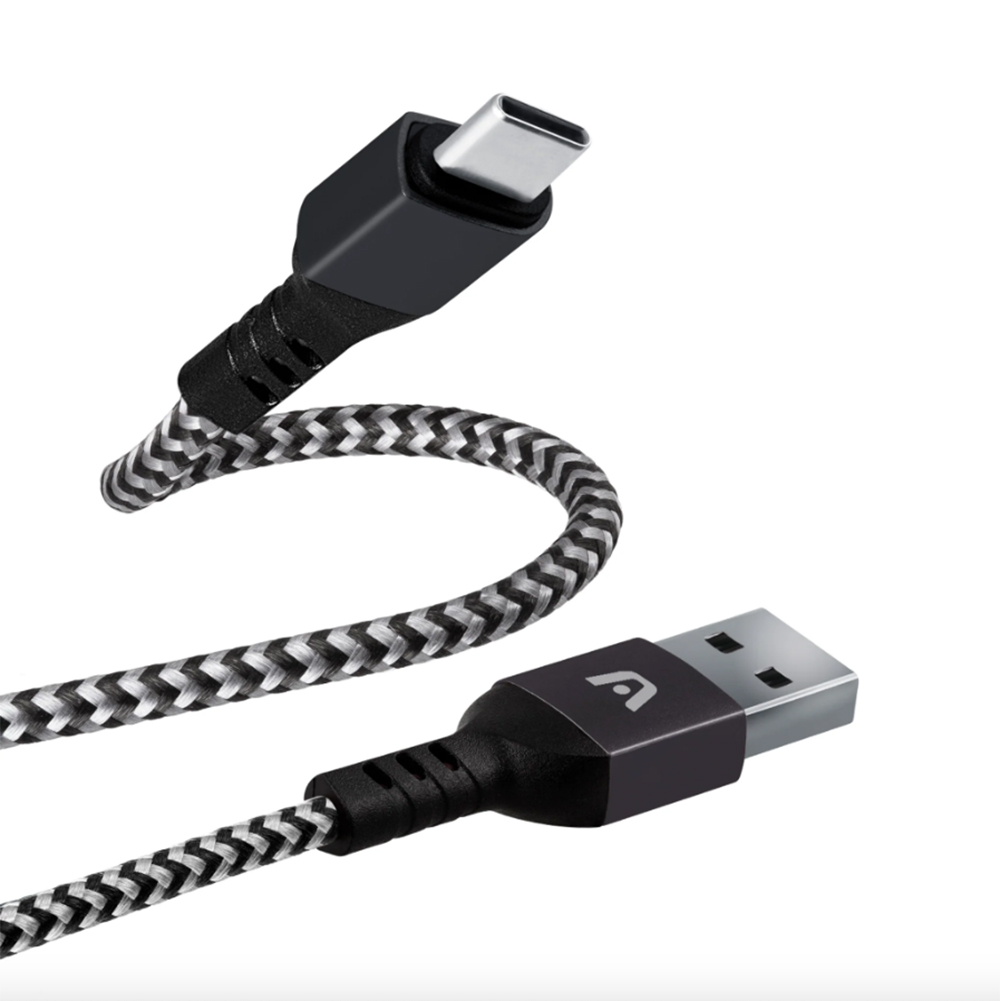 Cable tipo c a USB 2.0 dura form trenzado nailon 1.8m negro