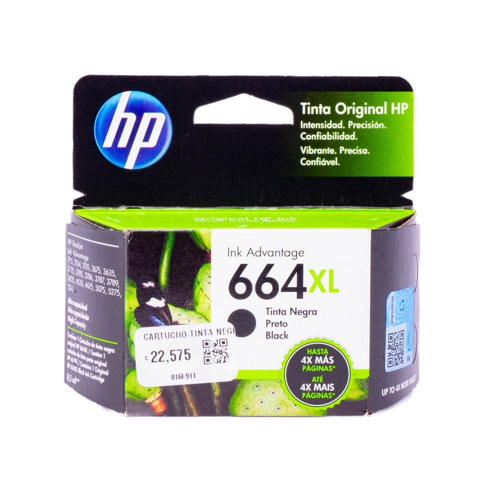 Cartucho tinta HP negro 480pgs #664xl