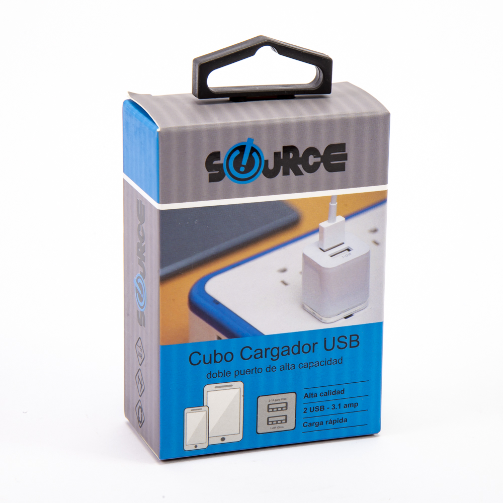 Cubo cargador doble USB 3.1amp